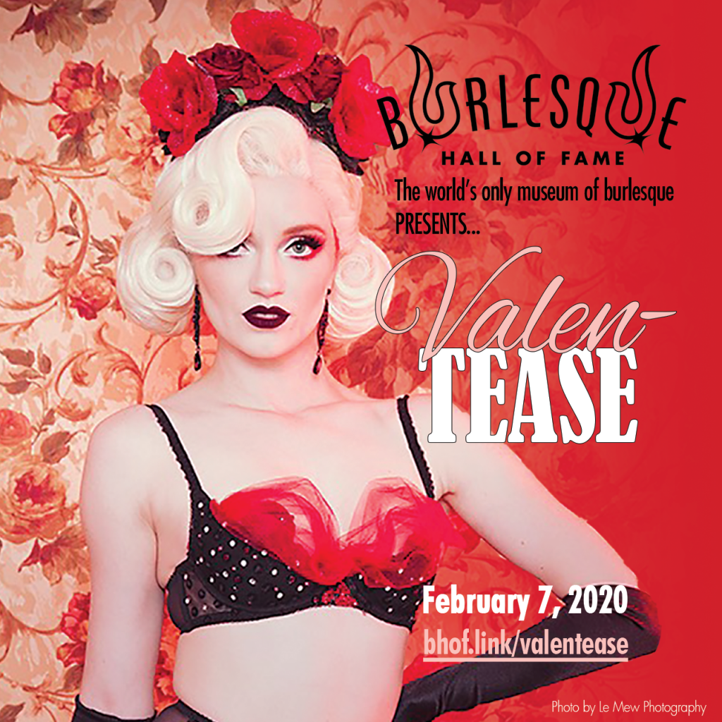 Valen-TEASE: Performer Charlie Quinn Starling faces the viewer against a red floral background