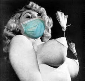 BHoF founder Jennie Lee spins tassels while wearing a medical face mask