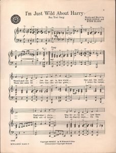 First page of printed sheet music for "I'm Just Wild About Harry"
