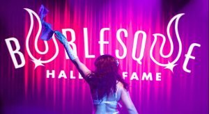 A burlesque performer is onstage at the Burlesque Hall of Fame's show, Tease.