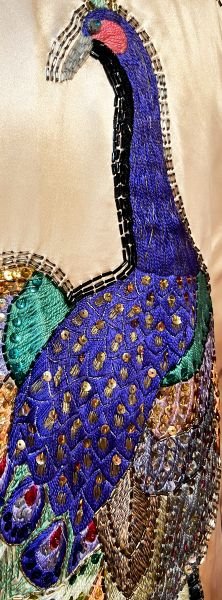 Detail of peacock costume worn by Lana Wong, c. 1955