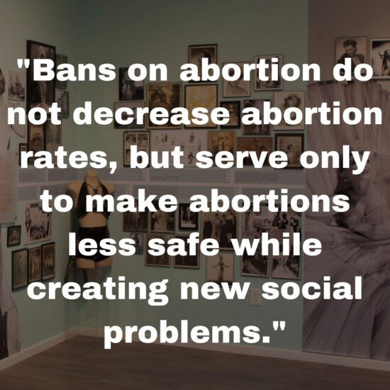 "Bans on abortion do not decrease abortion rates, but serve only to make abortions less safe while creating new social problems."