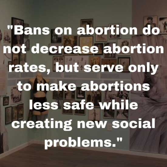 "Bans on abortion do not decrease abortion rates, but serve only to make abortions less safe while creating new social problems."