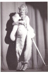 Burlesque dancer Dixie Evans performs